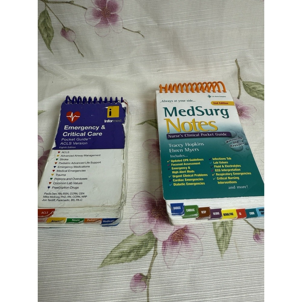 Lot of 2 Nursing Pocket Guides MedSurg Notes Emergency Critical Care ACLS